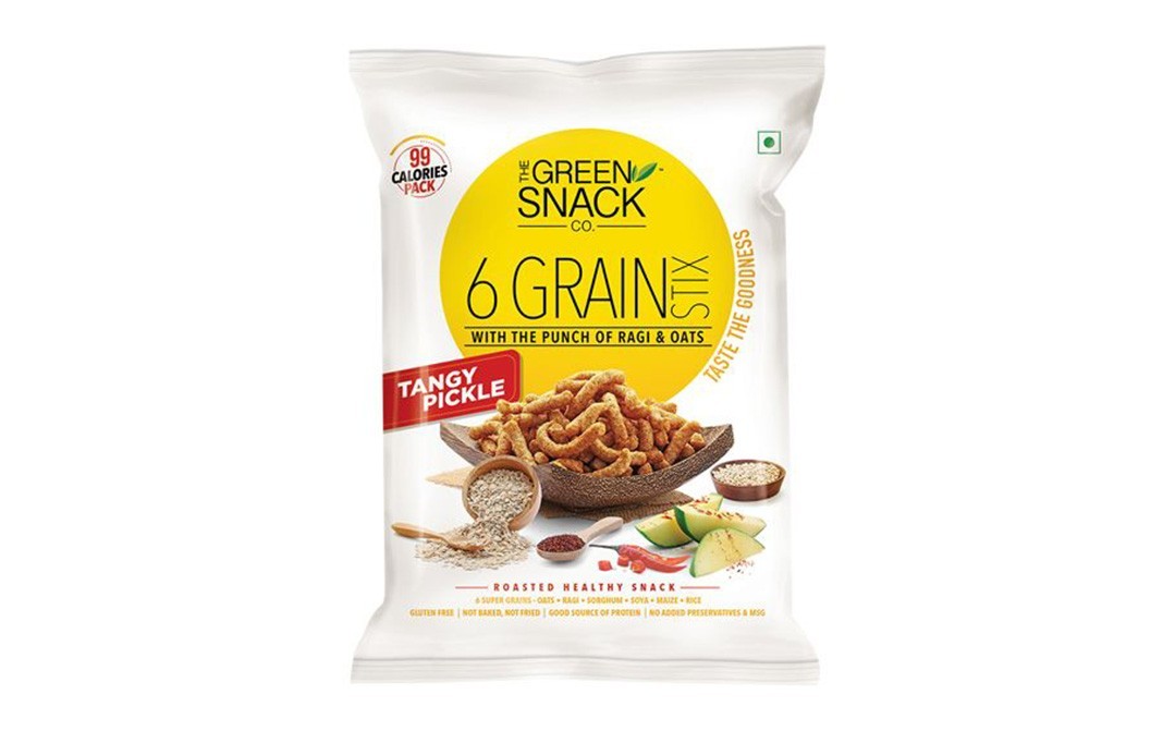 The Green Snack Co 6 Grain Stix, Tangy Pickle    Pack  25 grams